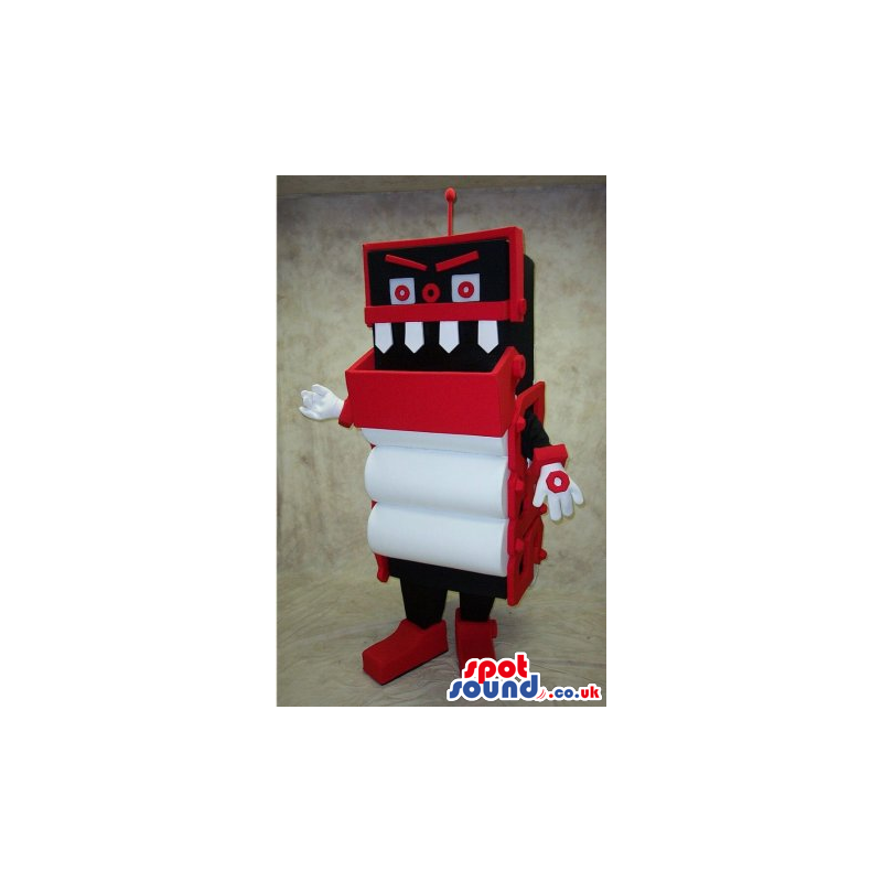 Customizable Big Red, Black And White Robot Mascot - Custom