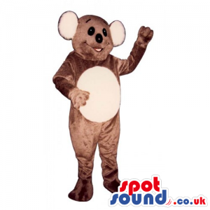 Customizable Brown Koala Mascot With Big Ears And Beige Belly -