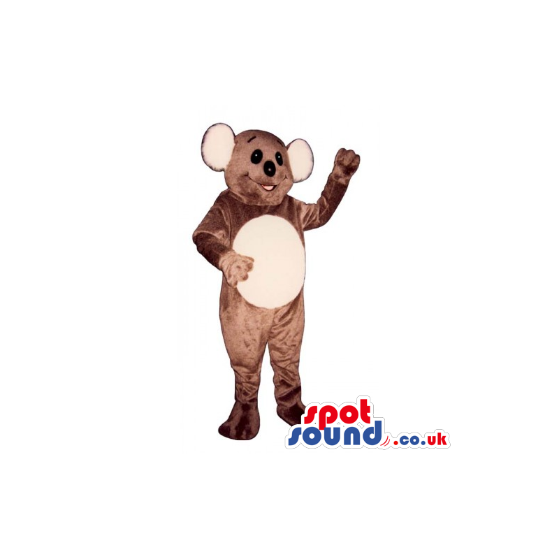 Customizable Brown Koala Mascot With Big Ears And Beige Belly -