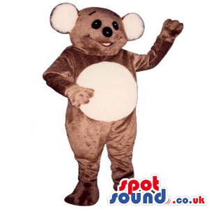 Customizable Brown Koala Mascot With Big Ears And Beige Belly -