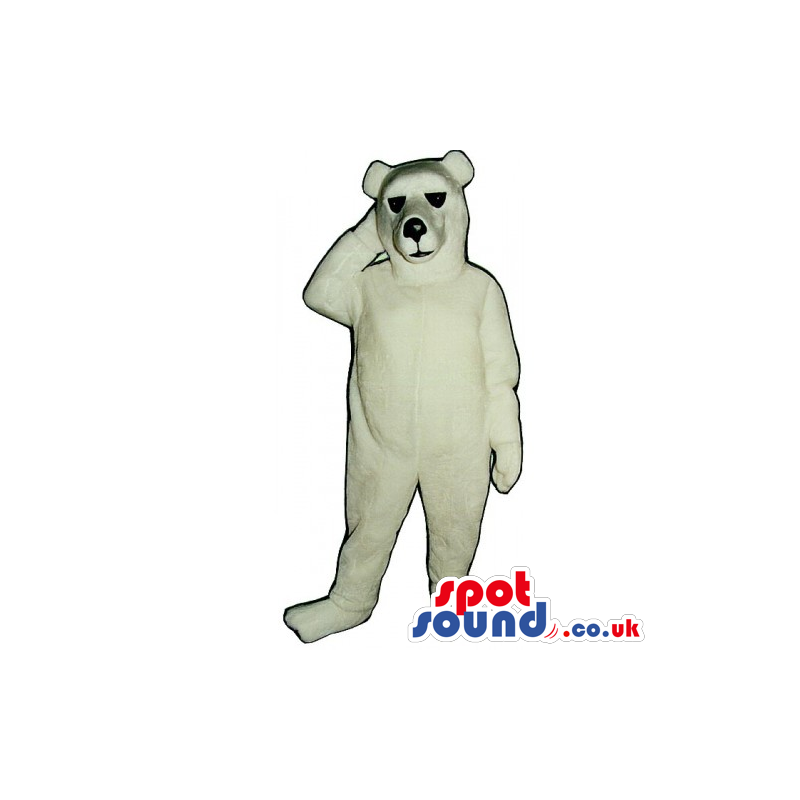 Customizable And Plain White Polar Bear Mascot With Black Nose