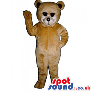 Customizable Light Brown Teddy Bear Mascot With Black Ears -