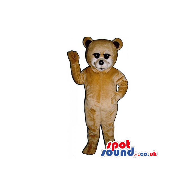 Customizable Light Brown Teddy Bear Mascot With Black Ears -