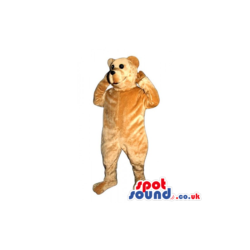 Customizable Light Brown Bear Mascot With Black Eyes - Custom