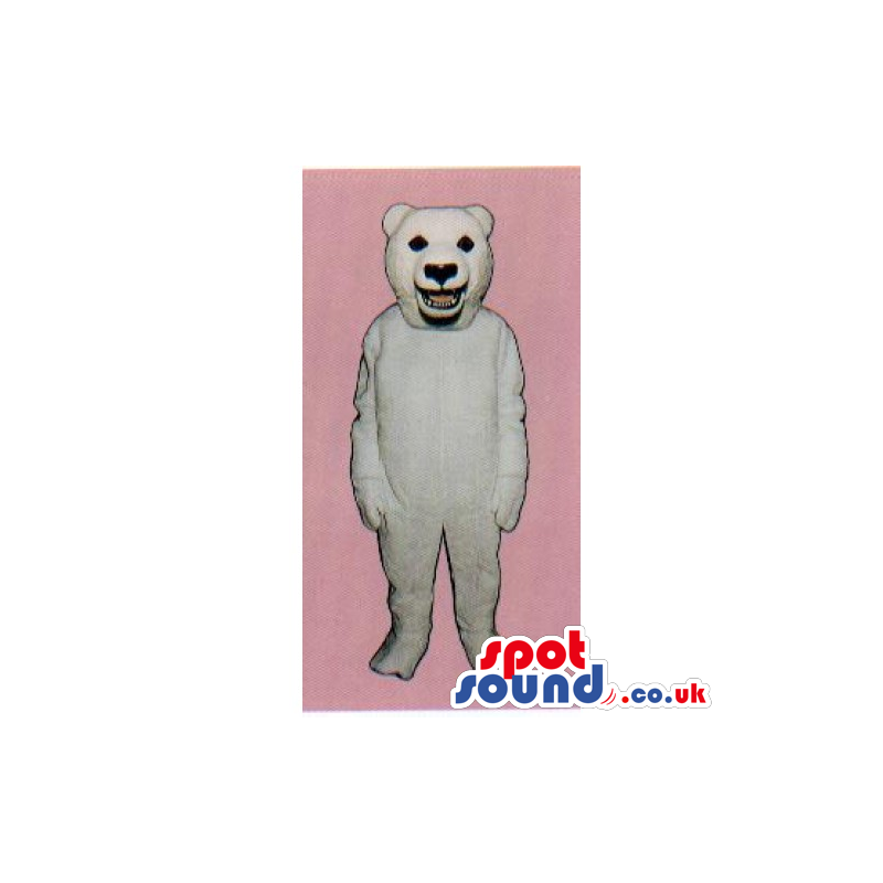 Customizable And Plain White Polar Bear Mascot With Visible