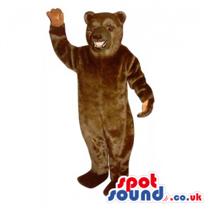 Customizable And Plain Brown Bear Mascot With Visible Teeth -