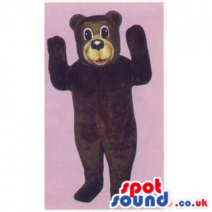 Customizable Dark Brown Bear Mascot With Beige Face - Custom