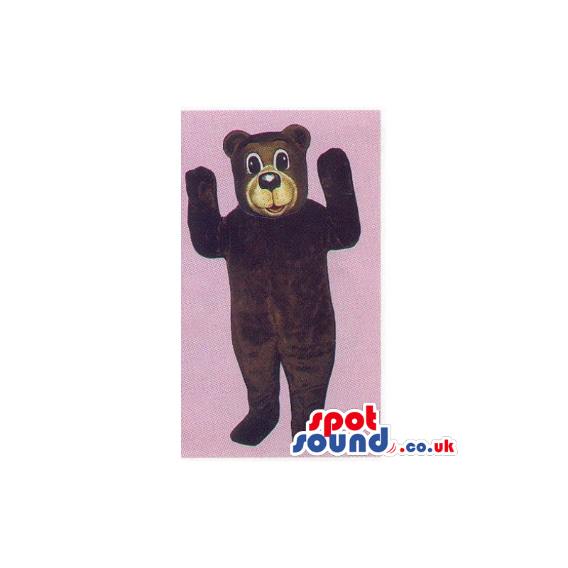 Customizable Dark Brown Bear Mascot With Beige Face - Custom
