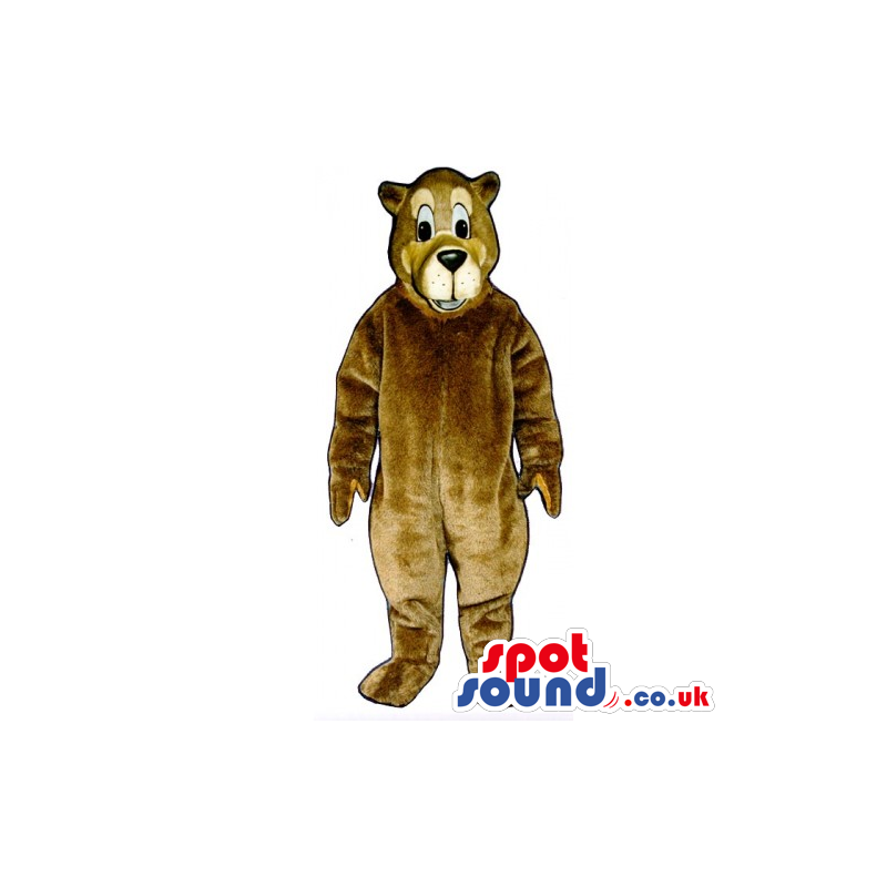 Customizable Light Brown Bear Mascot With Beige Face - Custom