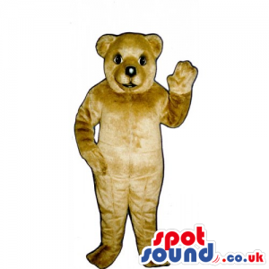 Customizable And Plain Beige Bear Mascot With Black Nose -