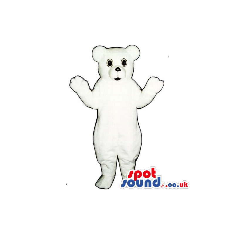 Customizable And Plain All White Bear Mascot With Black Nose -