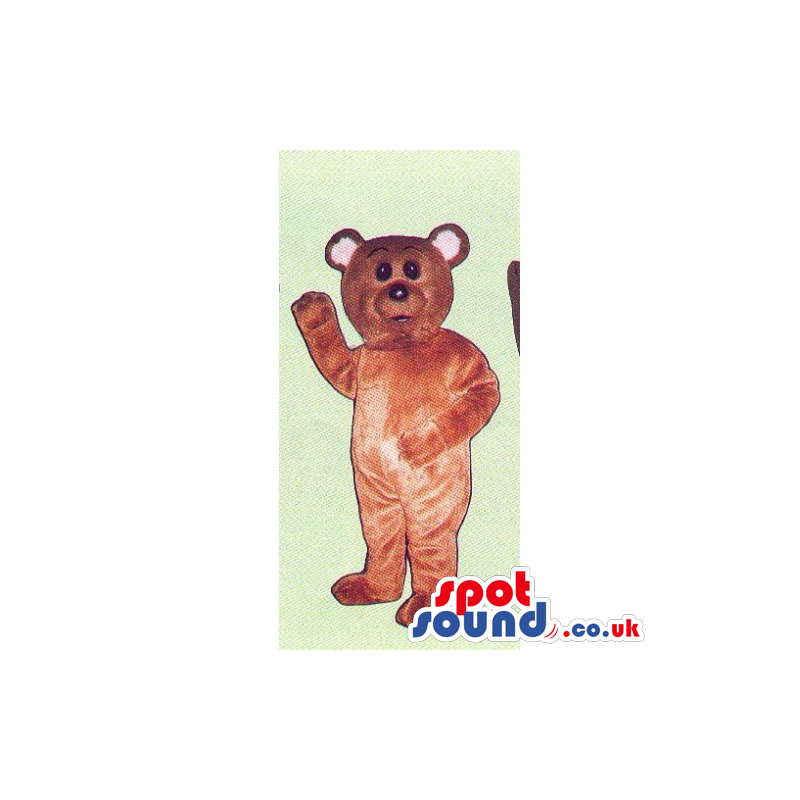Customizable Brown Teddy Bear Mascot With Pink Ears - Custom