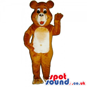 Customizable Brown Teddy Bear Mascot With Beige Belly - Custom