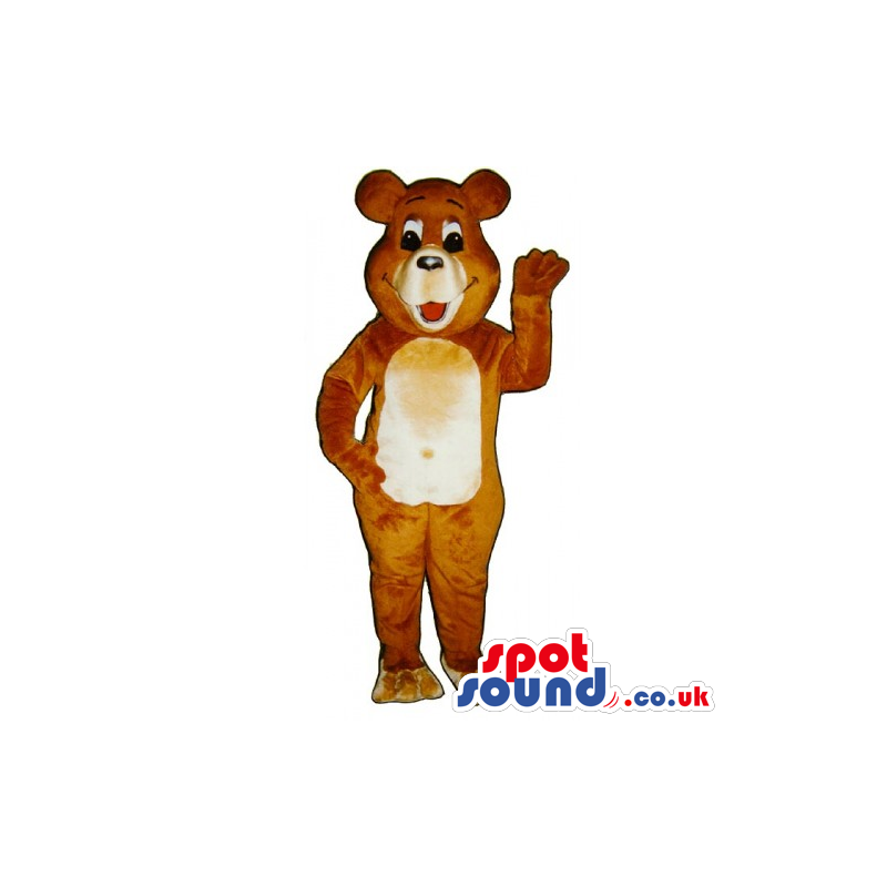 Customizable Brown Teddy Bear Mascot With Beige Belly - Custom