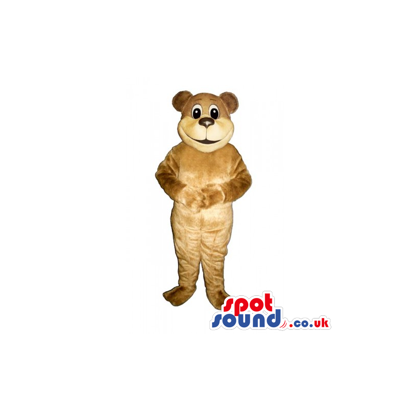 Customizable Light Brown Teddy Bear Mascot With Round Face -