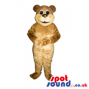 Customizable Light Brown Teddy Bear Mascot With Round Face -
