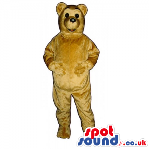 Customizable Light Brown Bear Mascot With Small Black Eyes -