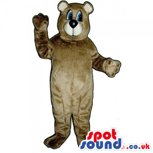 Customizable Plain Beige Bear Mascot With Blue Eyes - Custom