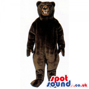 Wild Dark Brown Bear Animal Mascot With Sharp Teeth - Custom