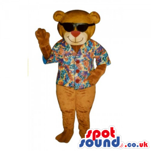 Customizable Brown Teddy Bear Mascot Wearing Summer Clothes -