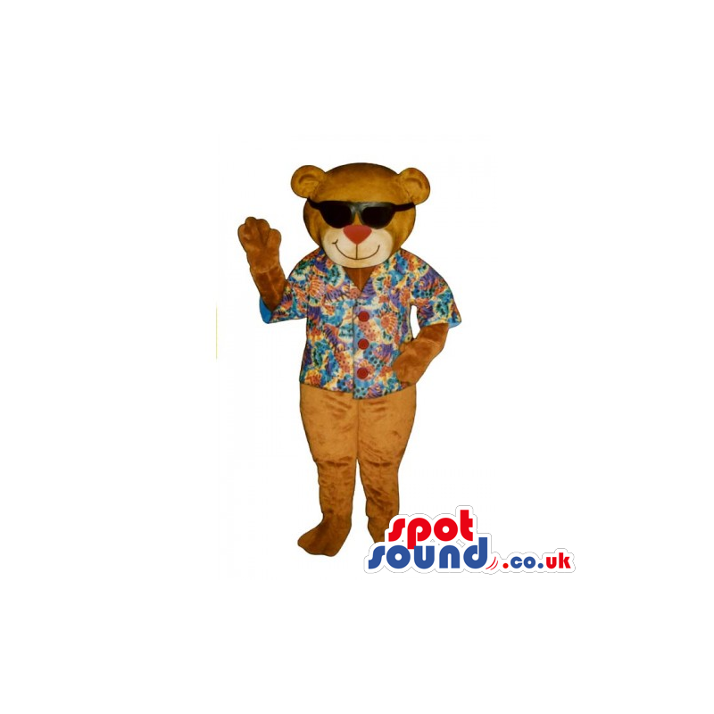 Customizable Brown Teddy Bear Mascot Wearing Summer Clothes -