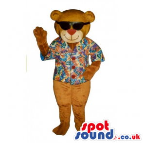 Customizable Brown Teddy Bear Mascot Wearing Summer Clothes -