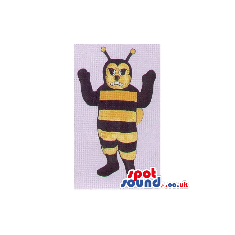 Customizable Bee Insect Mascot With Stripes And Angry Face -