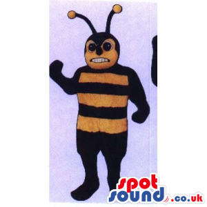 Bee Insect Mascot With Angry Face And Long Antennae - Custom