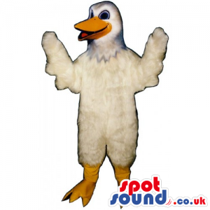 Customizable And Plain White Duck Animal Mascot With Open Beak