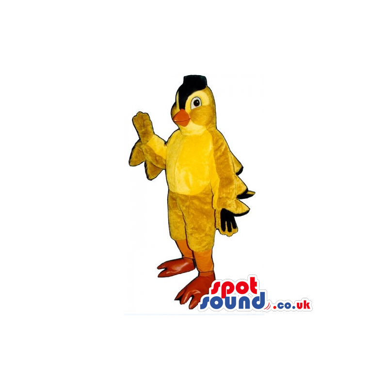 Customizable Yellow Bird Mascot With A Black Comb - Custom