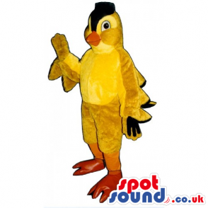 Customizable Yellow Bird Mascot With A Black Comb - Custom