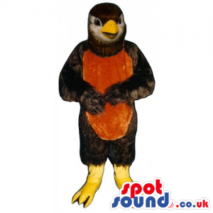 Black Bird Mascot With A Red Belly And Yellow Legs - Custom