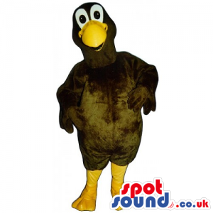 Brown Customizable Plain Bird Mascot With Orange Legs And Beak