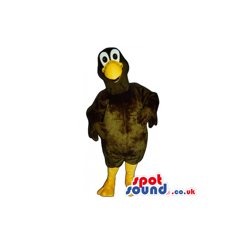 Brown Customizable Plain Bird Mascot With Orange Legs And Beak