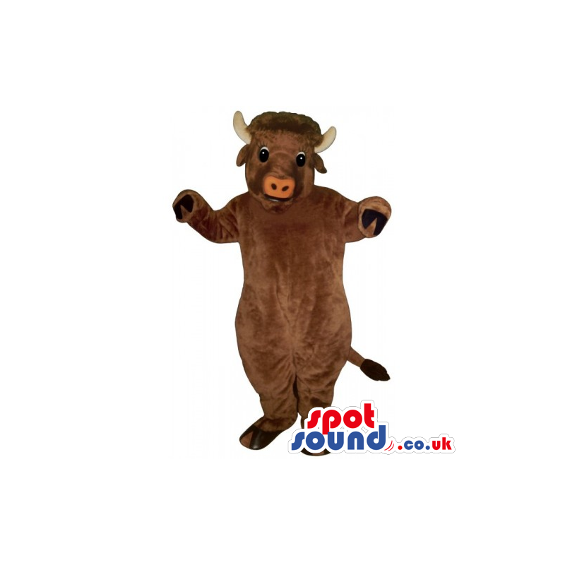 Cute Customizable Brown Plain Cow Animal Mascot With Pink Nose