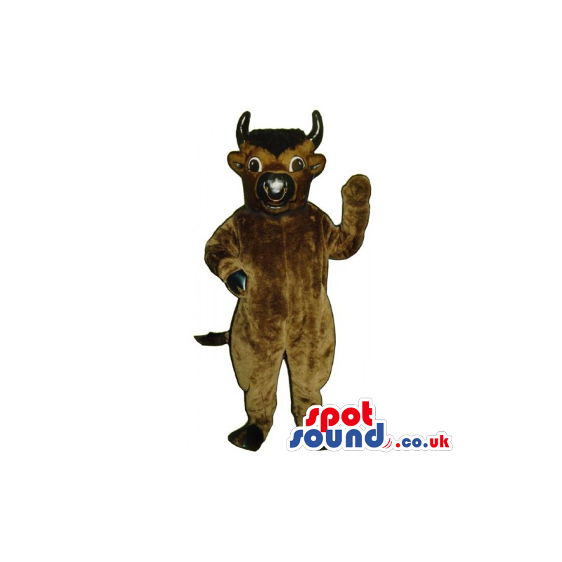 Customizable Brown Bull Animal Mascot With Nose Ring - Custom