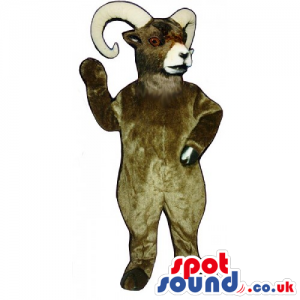 Brown Customizable Goat Animal Mascot With Curved White Horns -