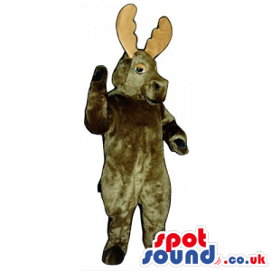 Plain Dark Brown Moose Animal Mascot With Beige Horns - Custom