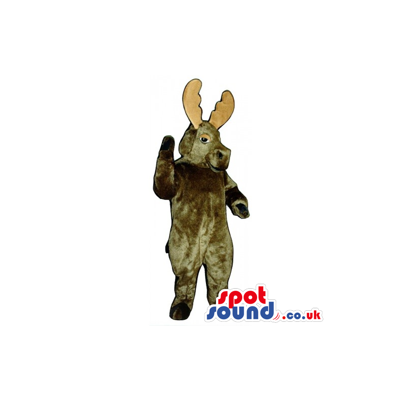 Plain Dark Brown Moose Animal Mascot With Beige Horns - Custom
