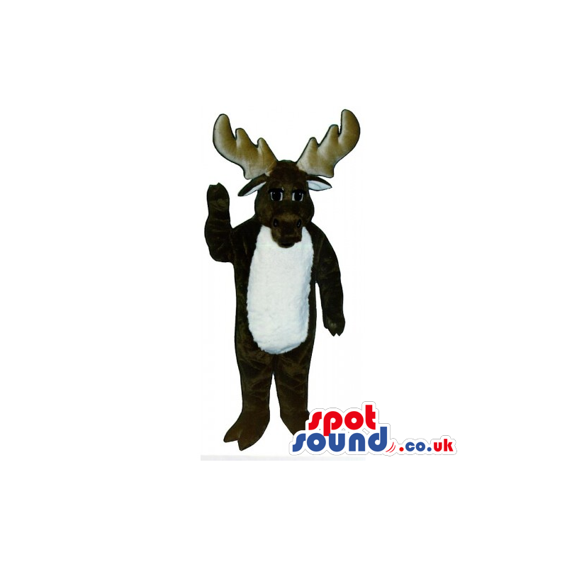 Dark Brown Moose Animal Mascot With White Belly For Logos -