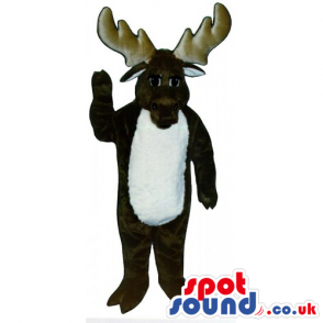 Dark Brown Moose Animal Mascot With White Belly For Logos -