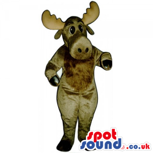 Customizable Plain Brown Moose Animal Mascot With Beige Horns -
