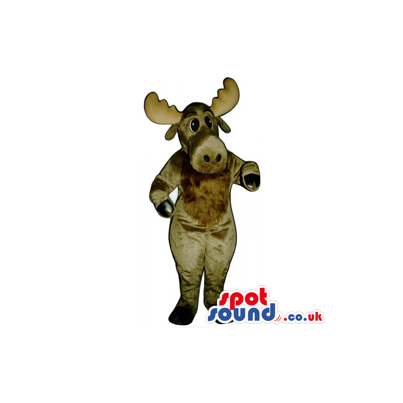 Customizable Plain Brown Moose Animal Mascot With Beige Horns -