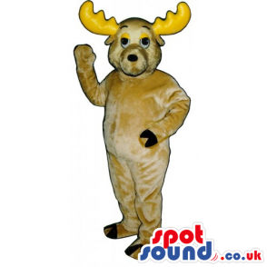 Customizable Plain Beige Moose Animal Mascot With Yellow Horns