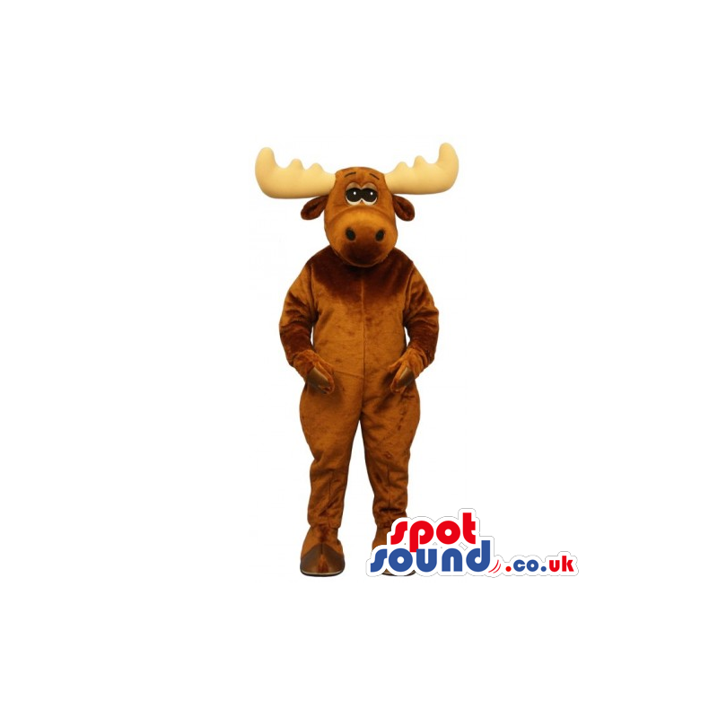 Customizable Plain Brown Moose Animal Mascot With Big Horns -