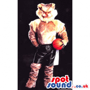 Customizable Fox Animal Mascot Wearing Shorts And A Basket Ball