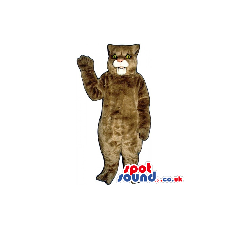 Plain Brown Wildcat Animal Mascot With White Mouth - Custom