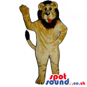 Customizable And Plain Light Brown Lion Mascot With Red Tongue