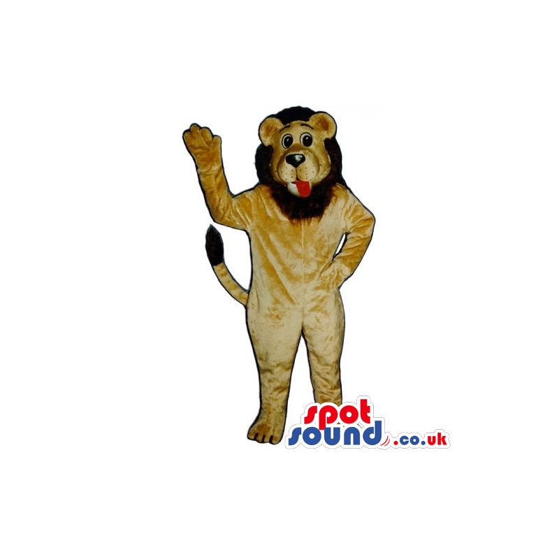 Customizable And Plain Light Brown Lion Mascot With Red Tongue