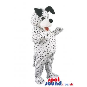 Snoopy dog mascot with black & white dots with tongue out -